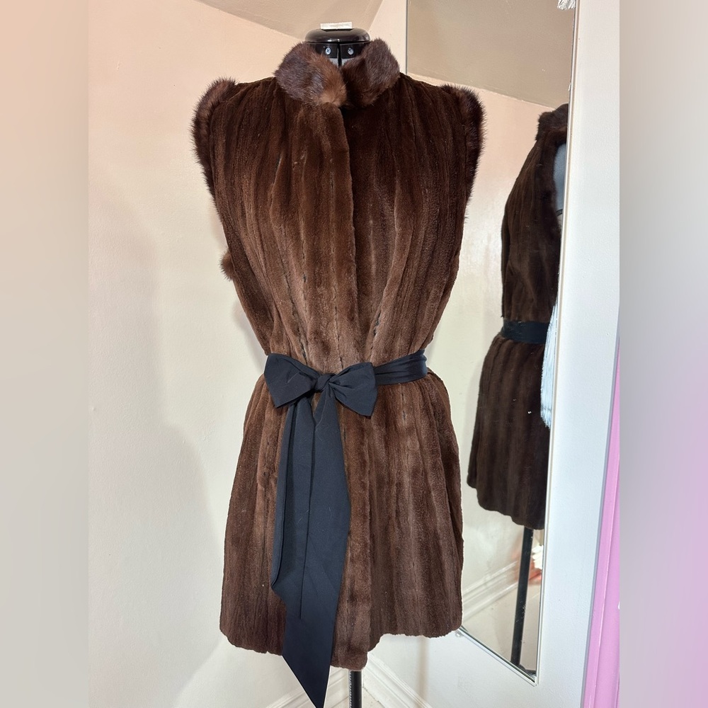 Vintage Luxury Fur Vest - Pieced Sheared Mink/Chinchilla-Style with Rabbit Trim